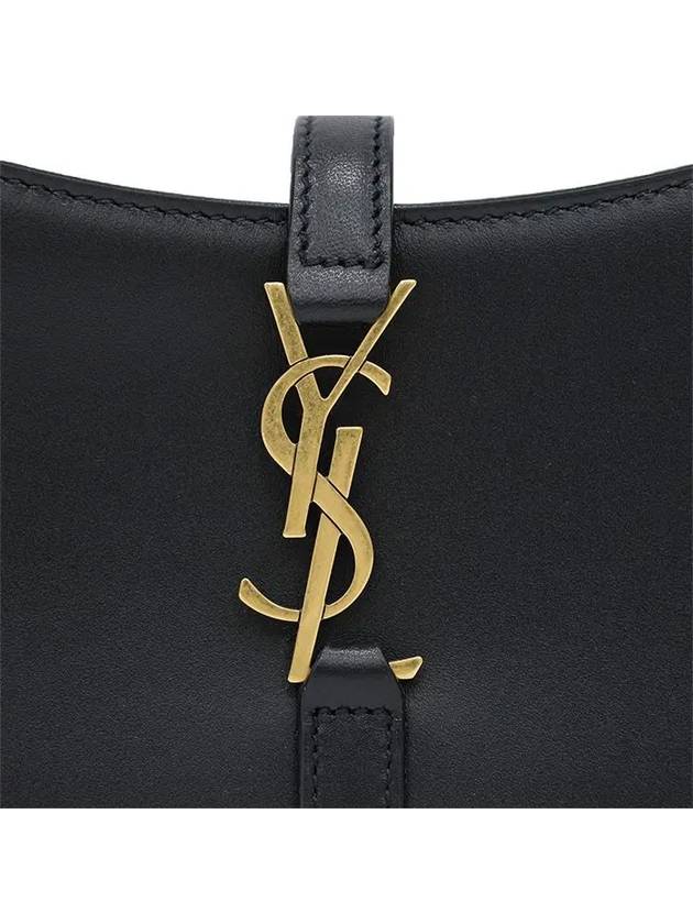 LE 5A 7 Small Smooth Leather Hobo Shoulder Bag Black - SAINT LAURENT - BALAAN 3