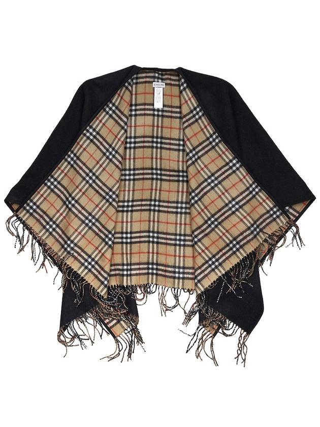 Check Reversible Wool Cape Black - BURBERRY - BALAAN 10