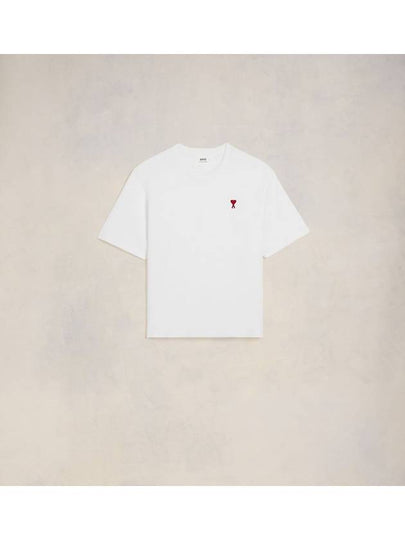 Small Heart Logo Boxy Fit Short Sleeve T-Shirt White - AMI - BALAAN 2