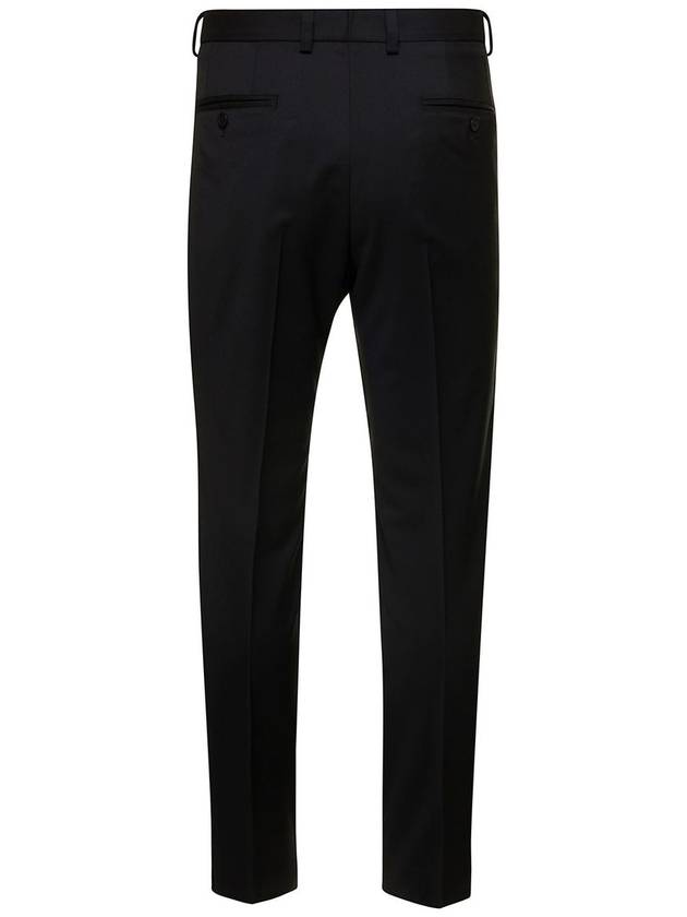 side band wool straight pants black - DOLCE&GABBANA - BALAAN 3