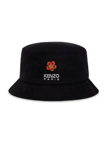 Flower Logo Bucket Hat Black - KENZO - BALAAN.