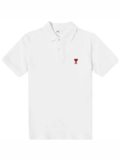 Small Heart Logo Polo Shirt White - AMI - BALAAN 2