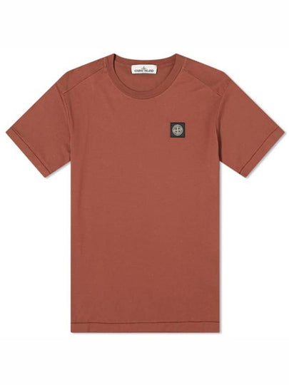 Men's Wappen Logo Patch Short Sleeve T-Shirt Burgundy - STONE ISLAND - BALAAN 2