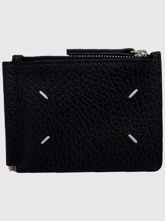 Stitch Leather Zipper Card Wallet Black - MAISON MARGIELA - BALAAN 3