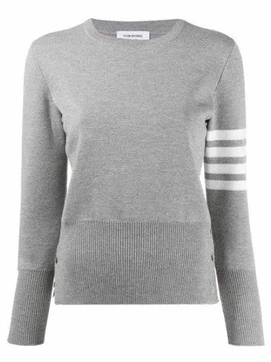 4-Bar Milano Stitch Crew Neck Knit Top Light Grey - THOM BROWNE - BALAAN 2