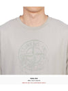 Men's Logo Print Crew Neck Short Sleeve T-Shirt Grey - STONE ISLAND - BALAAN 6