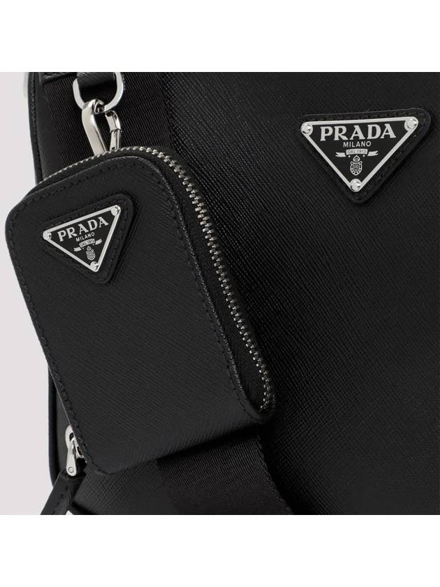 triangle logo leather shoulder bag black - PRADA - BALAAN 5