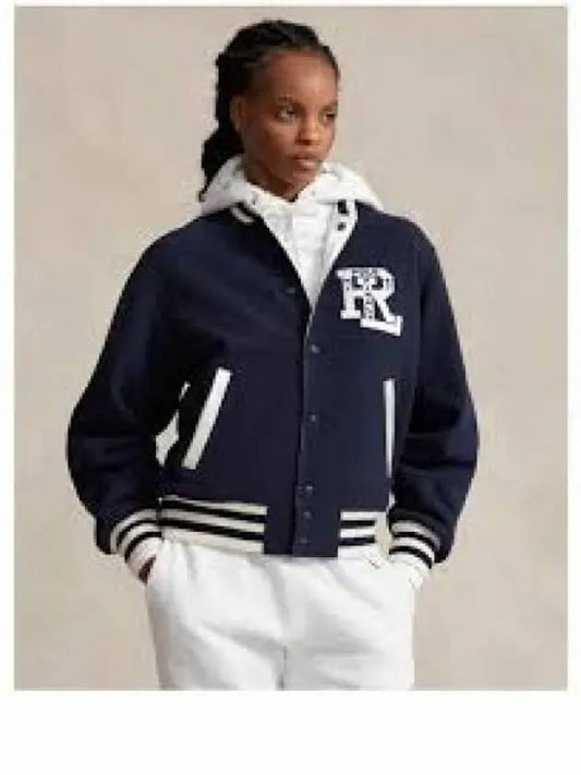 Points W RL Logo Reversible Bomber Jacket Blue - POLO RALPH LAUREN - BALAAN 1