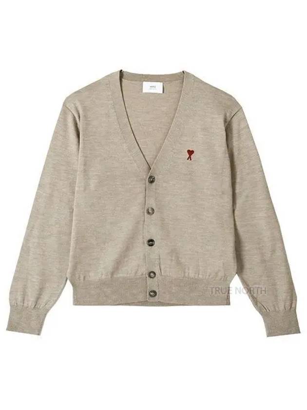 Women FKC111 KN0025 271 Heart Logo Cardigan Beige 1061202 - AMI - BALAAN 1