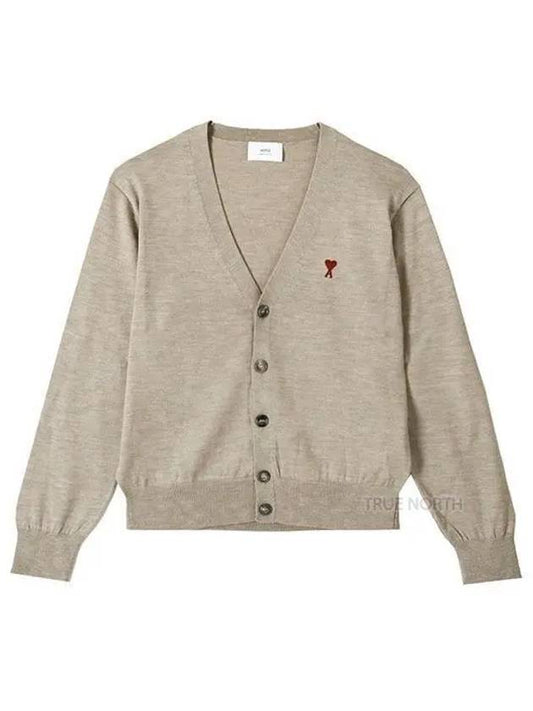 Women FKC111 KN0025 271 Heart Logo Cardigan Beige 1061202 - AMI - BALAAN 1