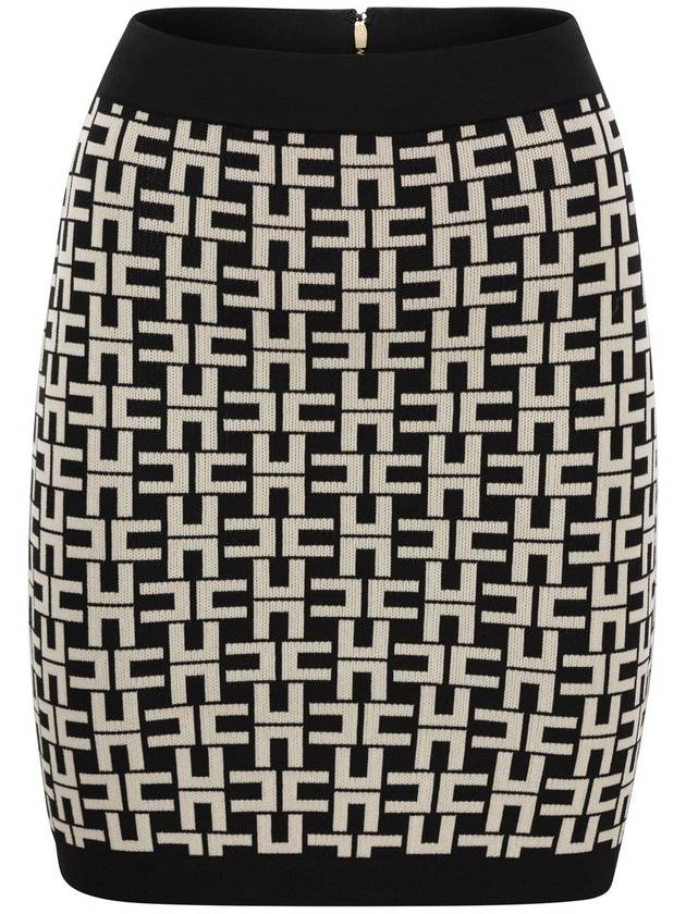 Viscose logo jacquard miniskirt - ELISABETTA FRANCHI - BALAAN 1