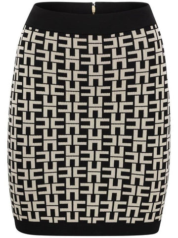 Viscose logo jacquard miniskirt - ELISABETTA FRANCHI - BALAAN 1