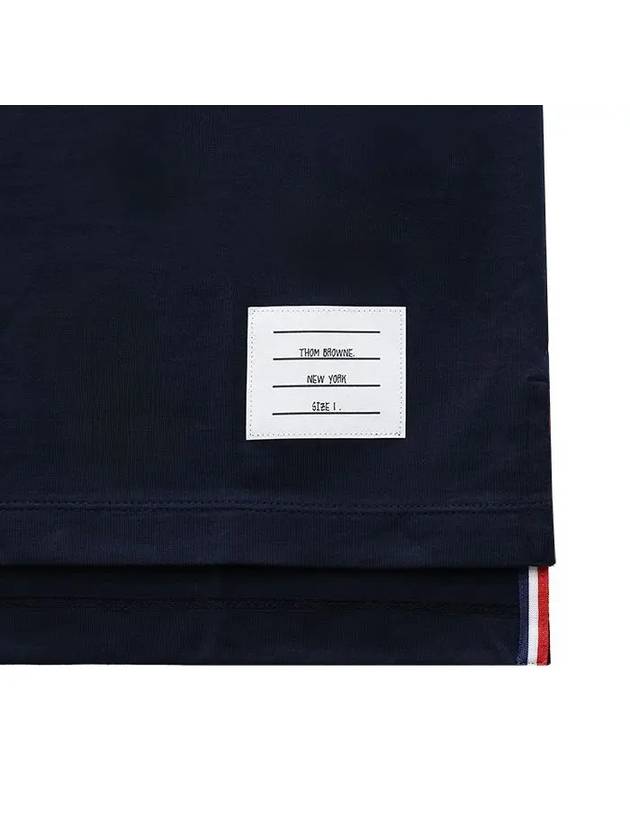 Men's Side Slit Relaxed Short Sleeve T-Shirt Navy - THOM BROWNE - BALAAN 4