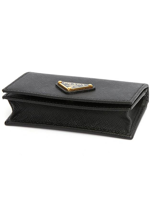 Saffiano Leather Triangle Logo Card Wallet Black - PRADA - BALAAN 4