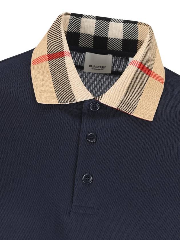 Check Collar Cotton Polo Shirt Navy - BURBERRY - BALAAN 4