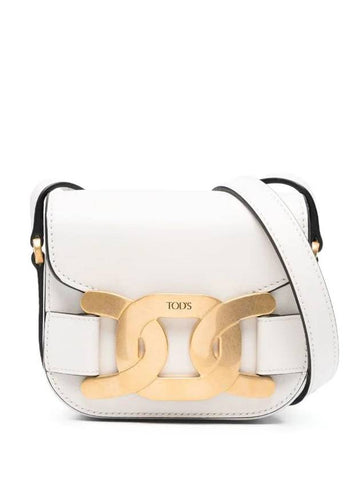 Women's Kate Logo Gold Leather Mini Cross Bag White - TOD'S - BALAAN 1