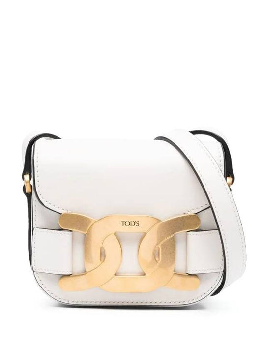 Women's Kate Logo Gold Leather Mini Cross Bag White - TOD'S - BALAAN.