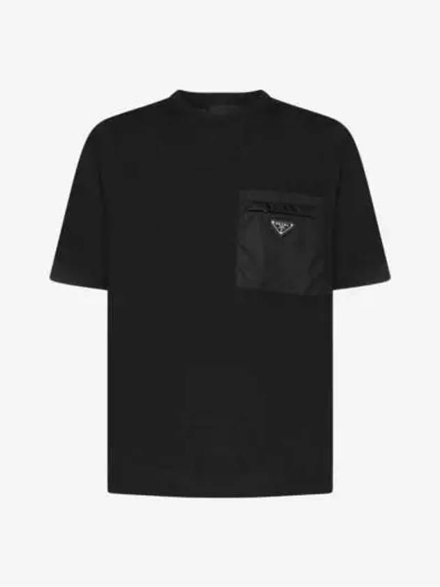 Nylon Jersey Short Sleeve T-Shirt Black - PRADA - BALAAN 3