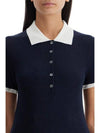 Contrasting Collar Wool Polo Shirt Navy - THOM BROWNE - BALAAN 5