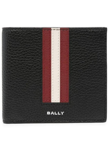 Ribbon Bifold Leather Bifold Wallet Black - BALLY - BALAAN 1