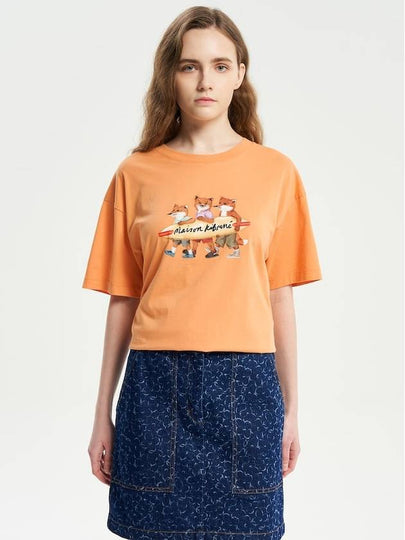 Surfing Foxes Short Sleeve T-shirt Orange - MAISON KITSUNE - BALAAN 2