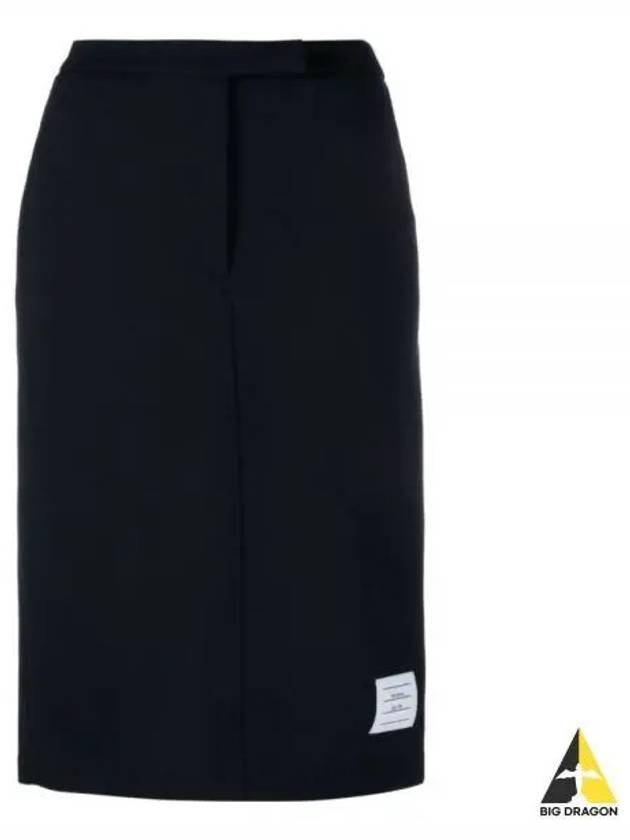 Pointelle Rip Below The Knee A-Line Skirt Navy - THOM BROWNE - BALAAN 2