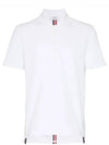 Men's Cotton Pique Center Bag Striped Short Sleeve Polo Shirt White - THOM BROWNE - BALAAN 2