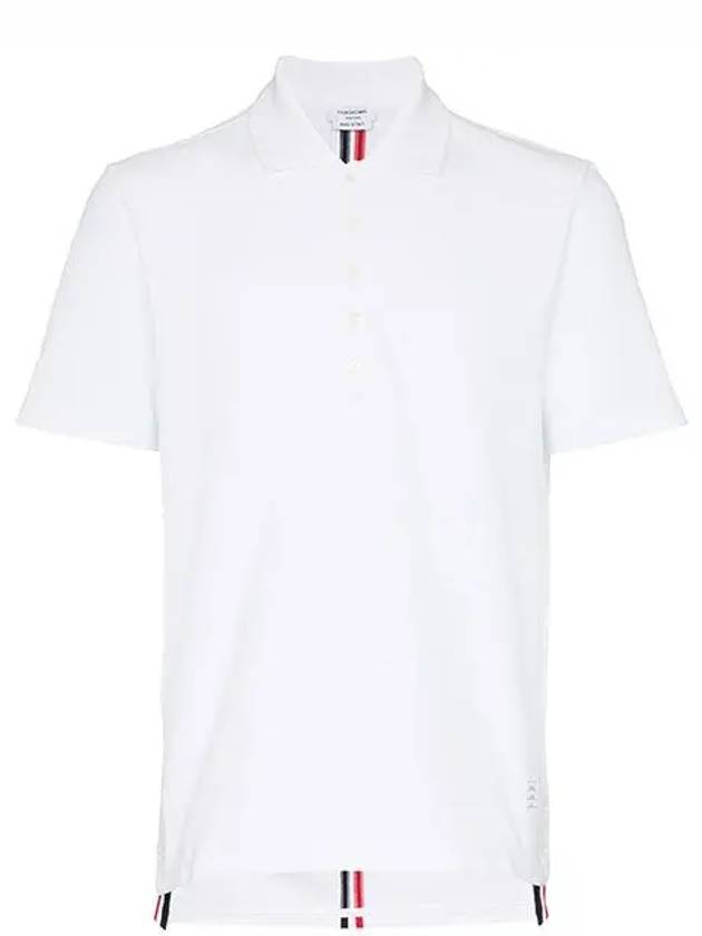 Men's Cotton Pique Center Bag Striped Short Sleeve Polo Shirt White - THOM BROWNE - BALAAN 2