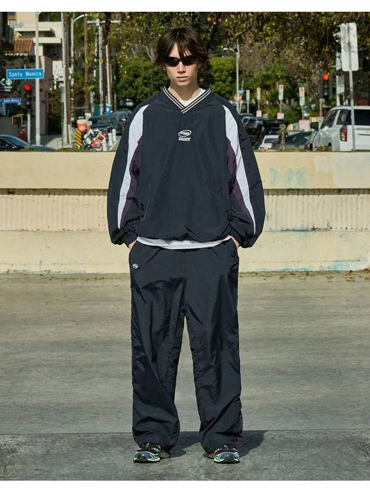 Skateboard Vneck warmup setup navy FJK114 FTP304 - FLUKE - BALAAN 1