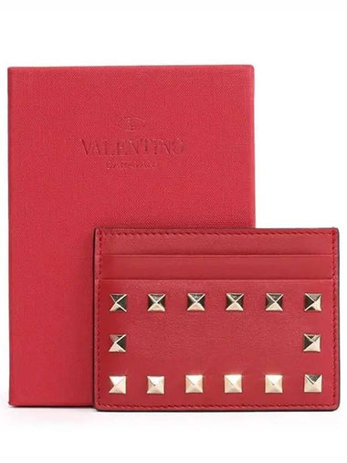 Rockstud Card Wallet Red PW2P0486BOL 0RO - VALENTINO - BALAAN 1