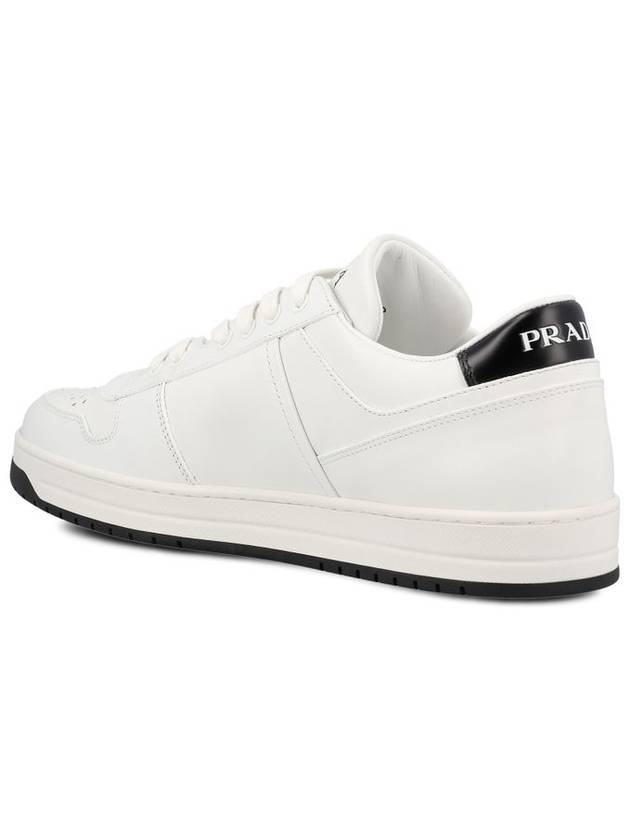 Downtown Triagle Logo Leather Low Top Sneakers White - PRADA - BALAAN 4