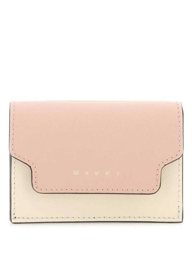 Saffiano Color Block Tri-Fold Half Wallet Pink - MARNI - BALAAN 2