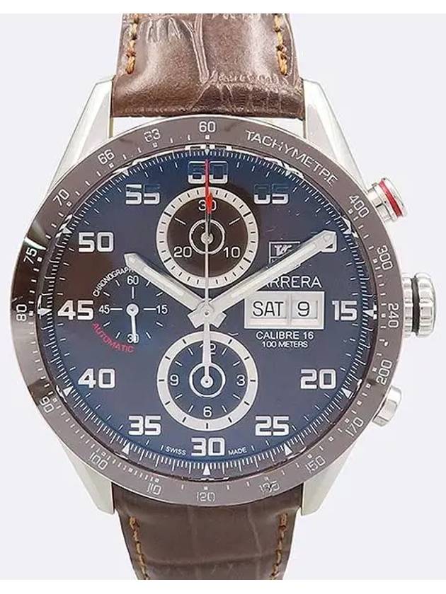 CV2A1S CARRERA Caliber 16 Brown Dial 43MM Day Date Chronograph See through Back Automatic Leather Band Men s Watch - TAG HEUER - BALAAN 1