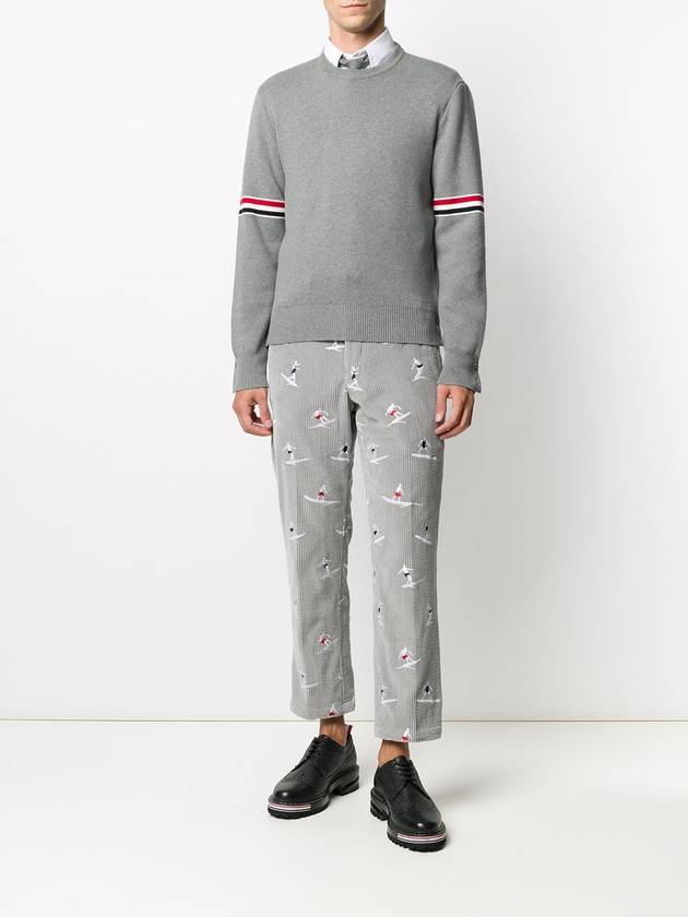 Men's Milan Stitch Armband Crew Neck Knit Top Light Grey - THOM BROWNE - BALAAN 3