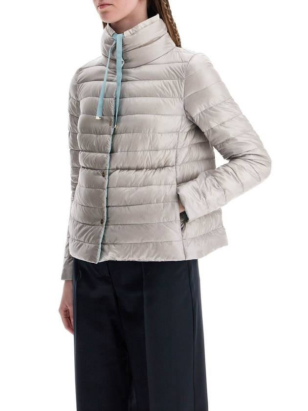 short puffer jacket in ice blue nylon with metal buttons - HERNO - BALAAN 4