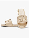 Double T Slide Slippers Beige - TORY BURCH - BALAAN 4