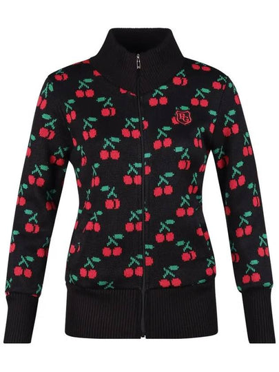 Women s cherry pattern full zip up knit jumper JB4A846W - LUX GOLF - BALAAN 2