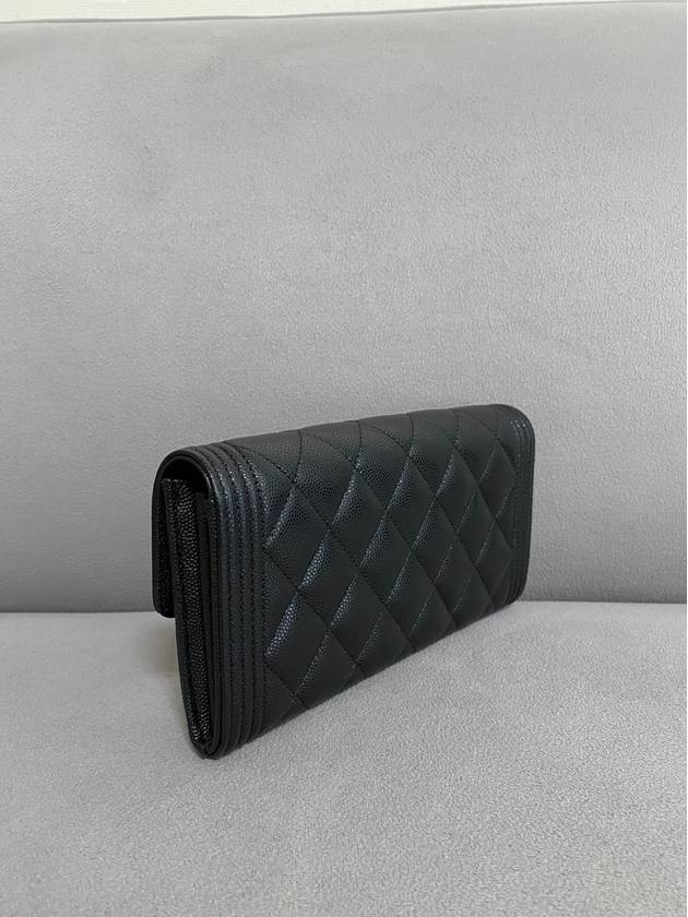 Boy long wallet snap caviar black vintage silver cabinet A80286 - CHANEL - BALAAN 6