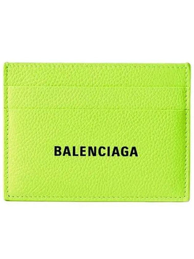 Logo Calfskin Card Wallet Fluo Yellow - BALENCIAGA - BALAAN 1