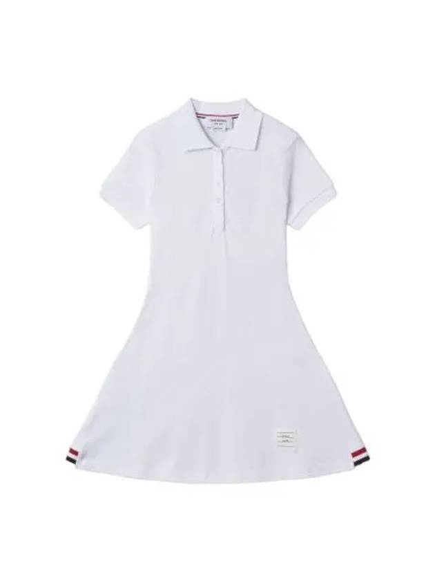 Women's Logo Patch Tennis Flare Short Dress White - THOM BROWNE - BALAAN 2