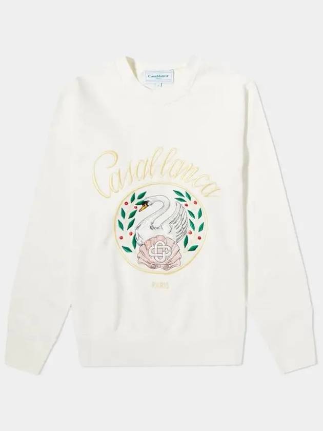 Women's Paris Swan Embroidery Logo Sweatshirt Ivory - CASABLANCA - BALAAN 2