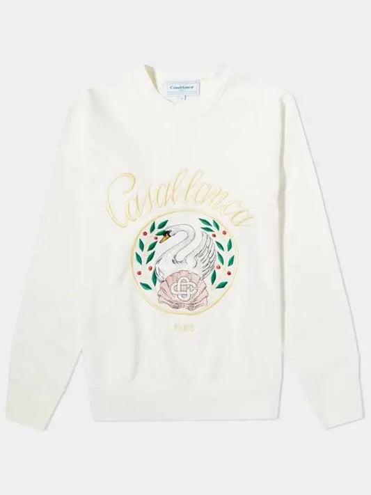 Women's Paris Swan Embroidery Logo Sweatshirt Ivory - CASABLANCA - BALAAN 2