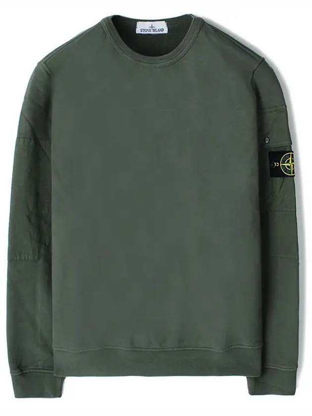 Brushed Organic Cotton Fleece Sweatshirt Green - STONE ISLAND - BALAAN 2