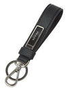 Logo Saffiano Leather Key Holder Black - PRADA - BALAAN 2