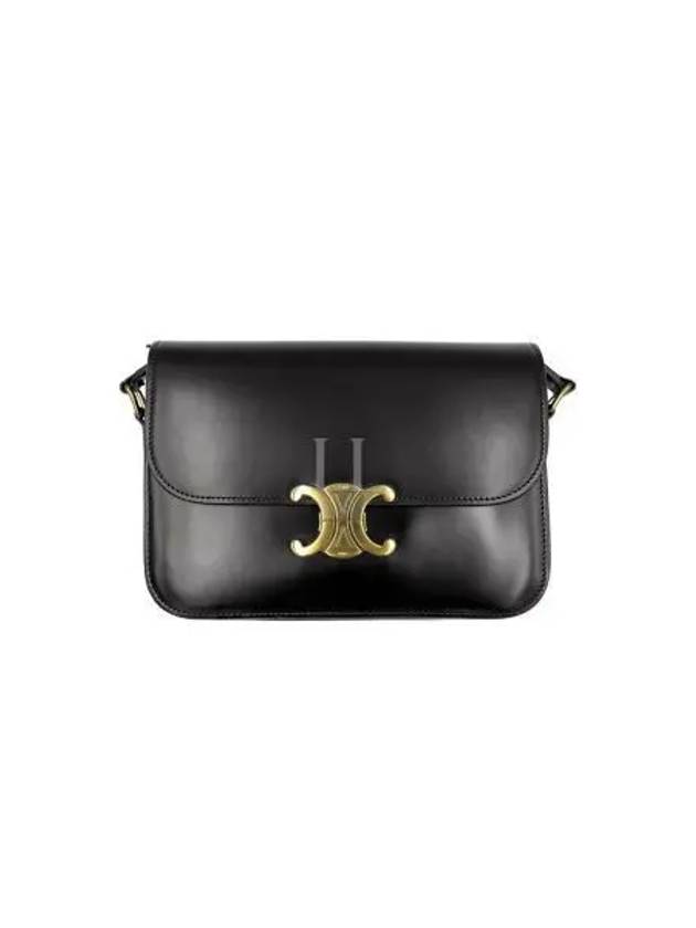 Teen Triomphe Shiny Calfskin Cross Bag Navy Blue - CELINE - BALAAN 2