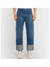 Men's Turn-Up Straight Jeans Blue - VALENTINO - BALAAN 3