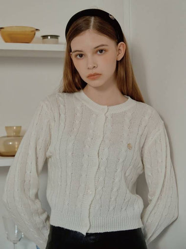 Gold Cable Cardigan Ivory - ANOETIC - BALAAN 1