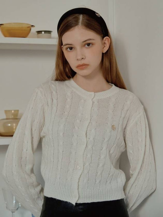 Gold Cable Cardigan Ivory - ANOETIC - BALAAN 1