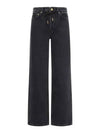 Drawstring Straight Jeans Black - GANNI - BALAAN 2