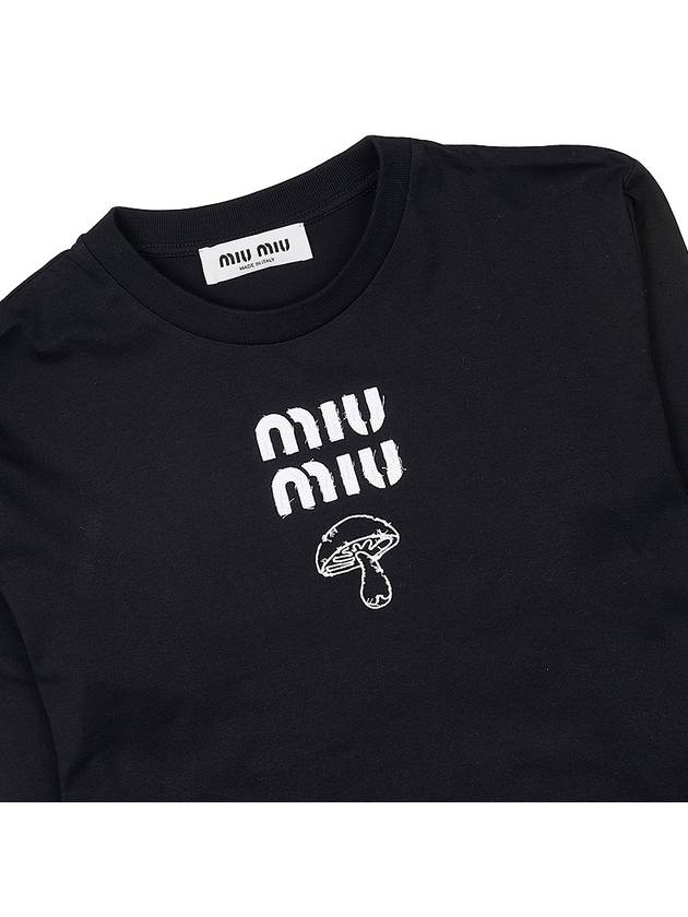 Mushroom Logo Cotton Long Sleeve T-Shirt Black - MIU MIU - BALAAN 7